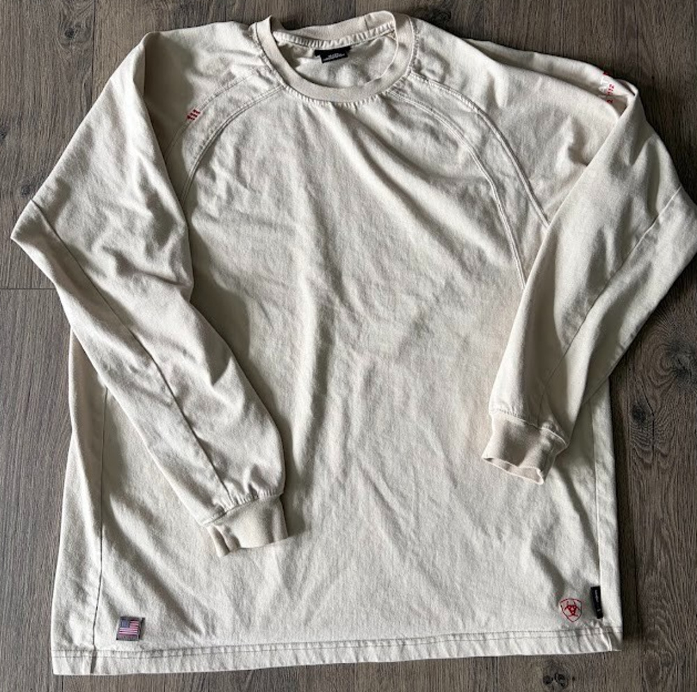 Ariat FR CAT 2 2112 Fire Resistant Long Sleeve Shirt Size XL Cream Color
